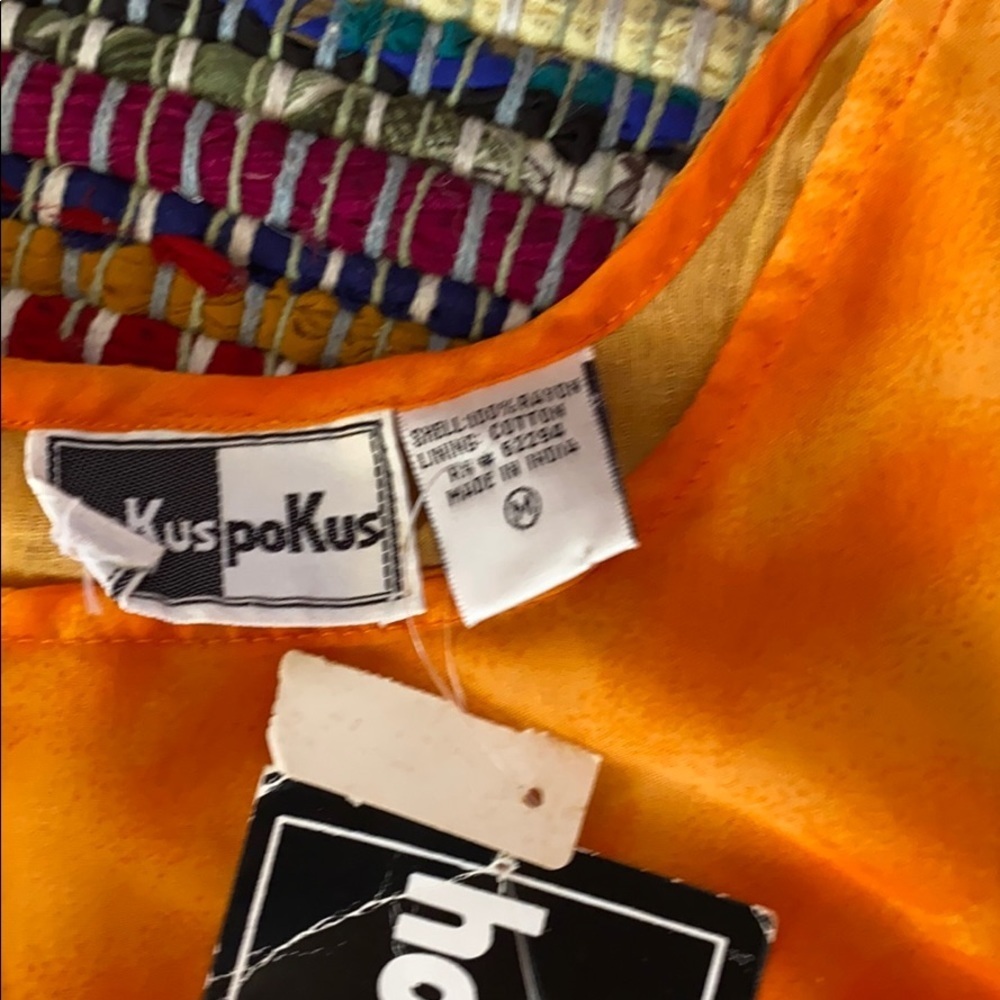 Orange Shift Dress tie dye slip vintage - Picture 3 of 5
